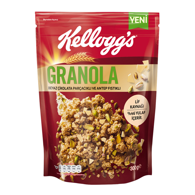 KELLOGG'S GRANOLA 300 GR BEYAZ CIKOLATA VE ANTEP FISTIKLI