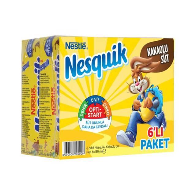 NESTLE NESQUIK SUT 6*180 ML KAKAOLU 